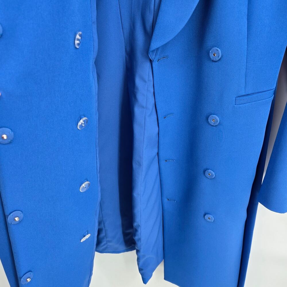 Tahari ASL 2 Side-Tie Blazer Dress Atlantic Blue Wrap Long Sleeve Collared - Picture 6 of 10